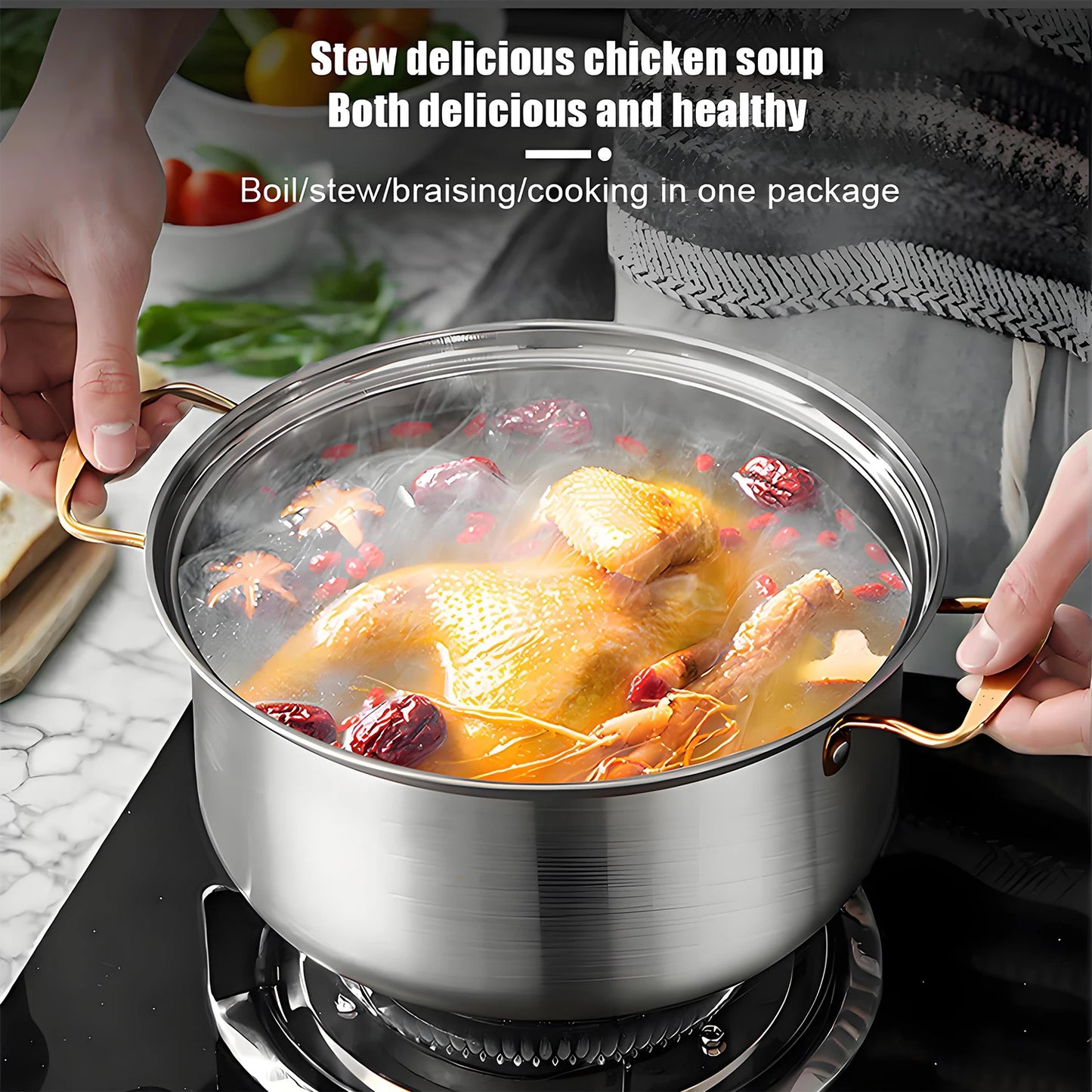 Kitchenware Wholesale Stainless Steel Pot Set 10 Pieces Milk Soup Pot Cooker ware Soup Pot Steamer Gift