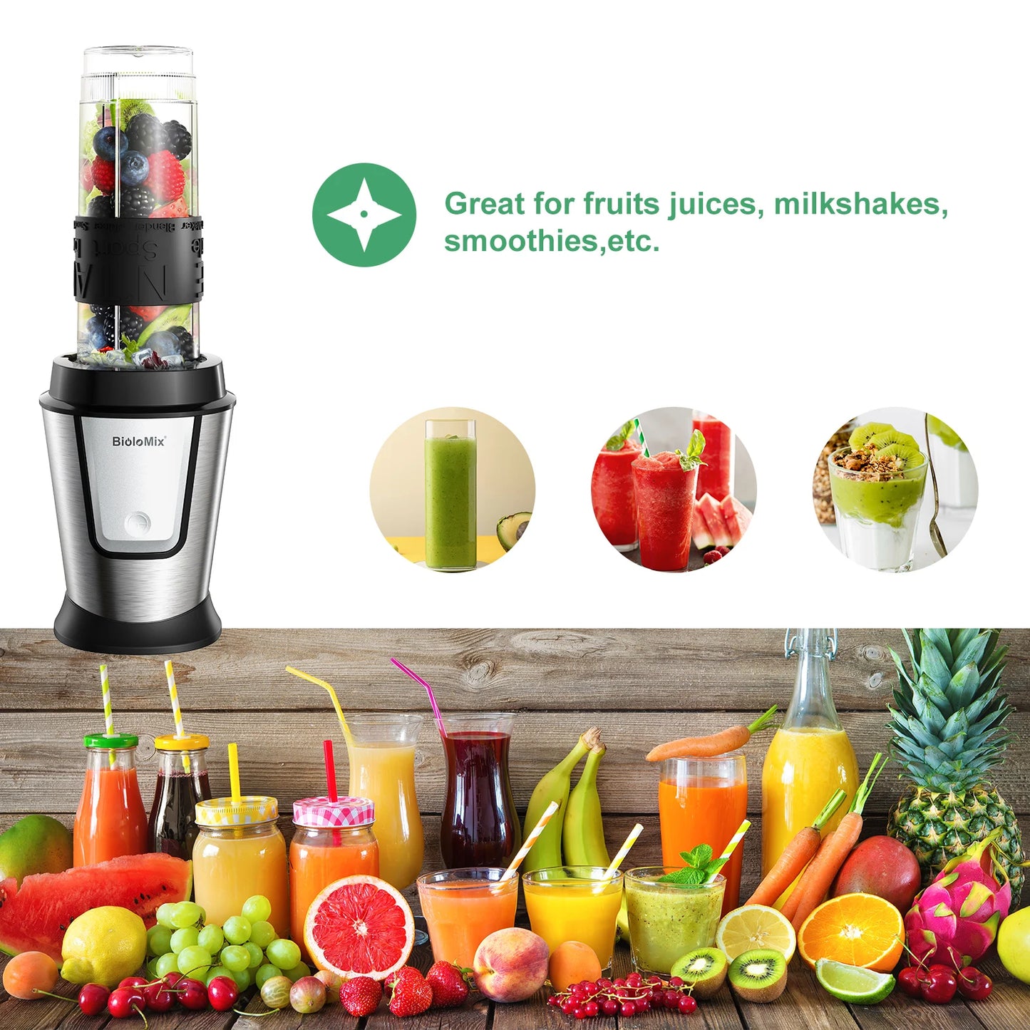 Food Processor 700W Portable Juicer Blender Personal Smoothie Mixer Food Chopper