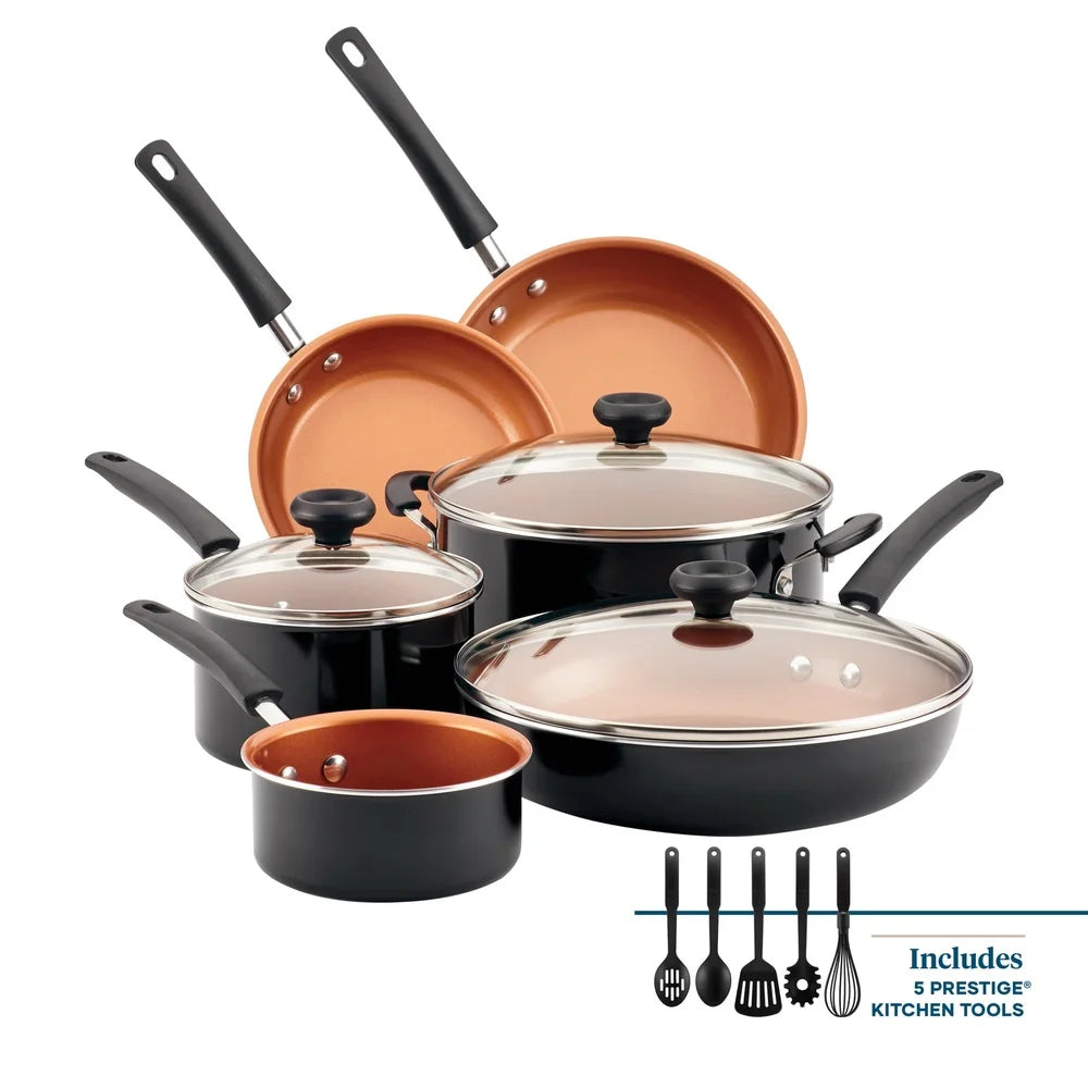 Durable Aluminum Pots Pans Easy Clean Dishwasher Safe Oven Safe Tempered Glass Lids