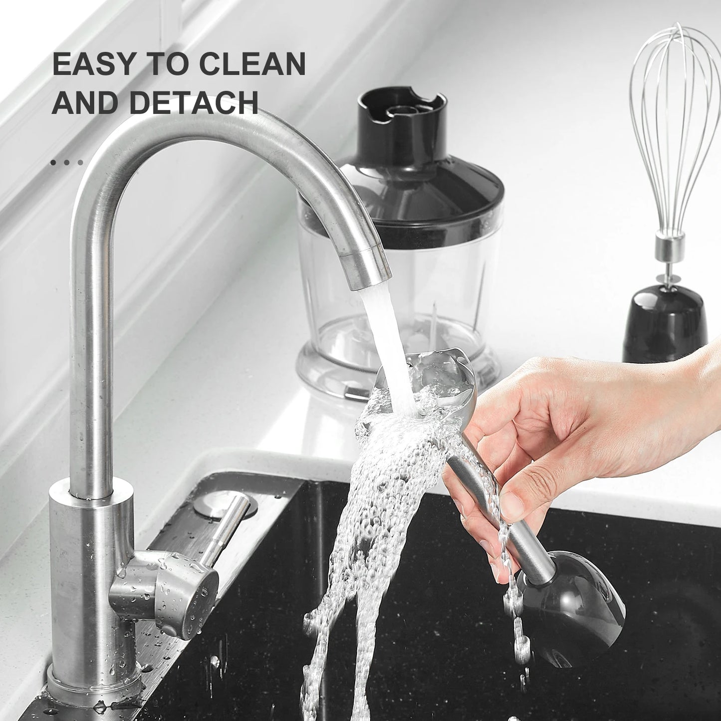 Hand Blender 1000W, Reemix 5-in-1 Electric Stick Blender, Copper Motor Stainless Steel Blade Stick