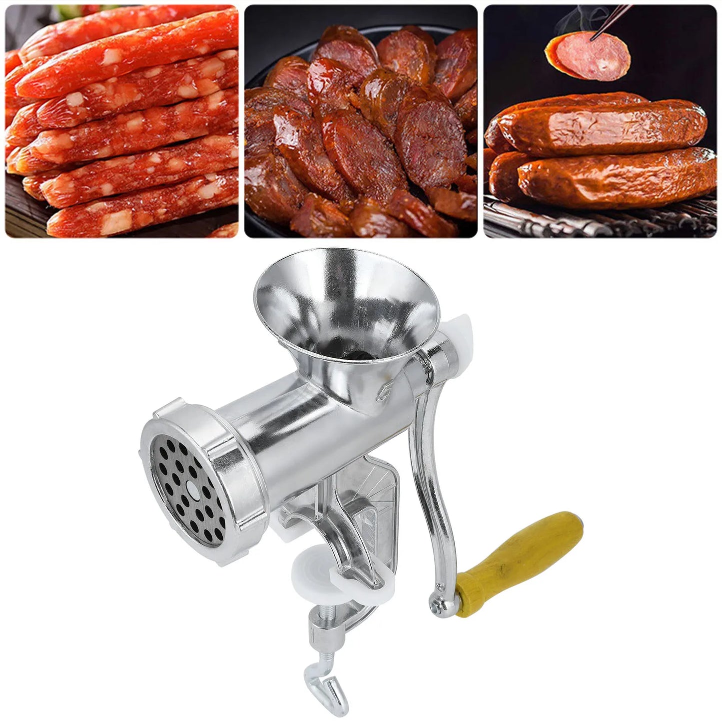 Grinding Machine Household Aluminum Alloy Manual Sausage Meat Grinder Pepper Spice Grinding Machine Kitchen Tool Manual Grinder