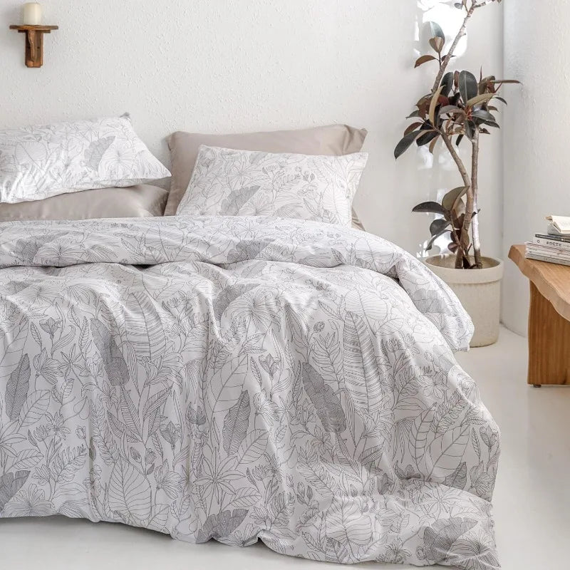 Boho Paisley Duvet Cover Set 100% Cotton King Size Bedding 3 Pieces Set 1 with Zipper Ties 2 Pillowcases
