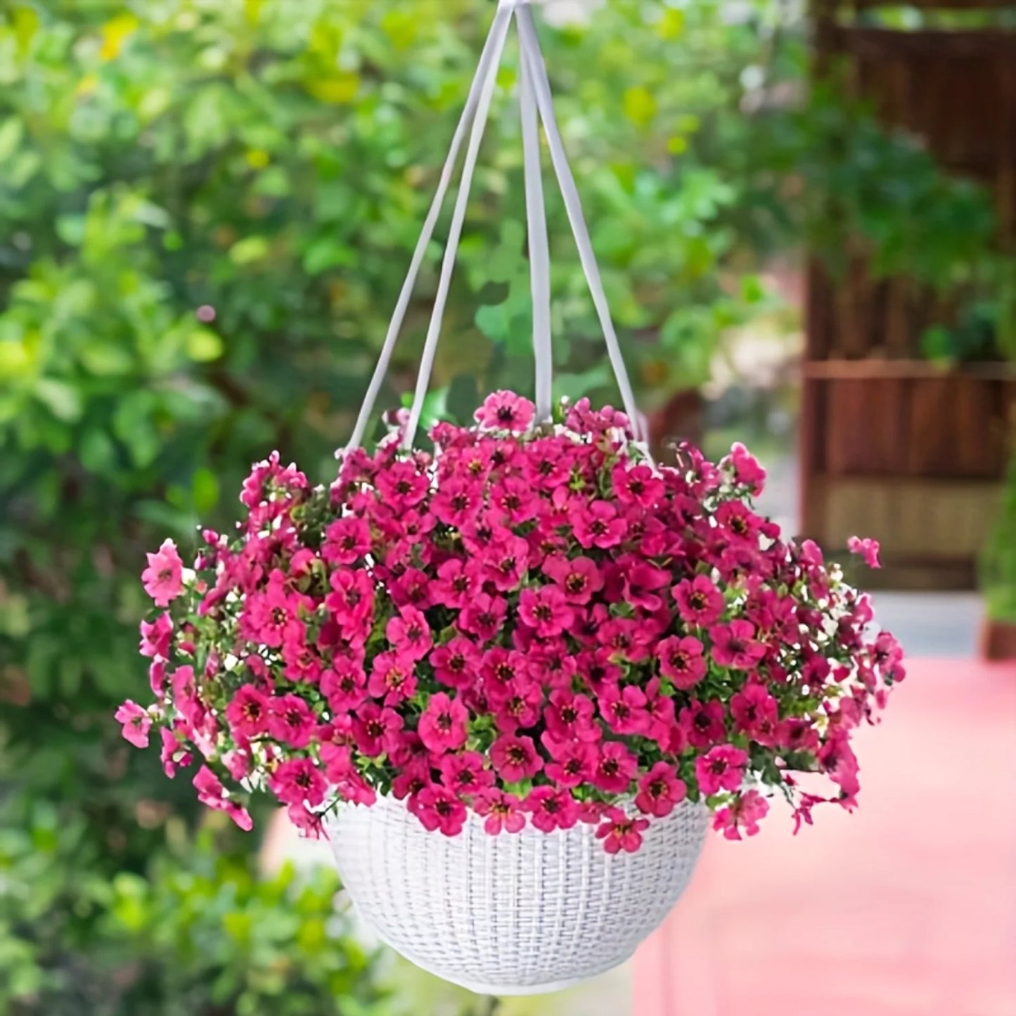 Fake Hanging Flowers With Basket -Artificial Flowers, Outdoor/Indoor Patio Lawn Decor,
