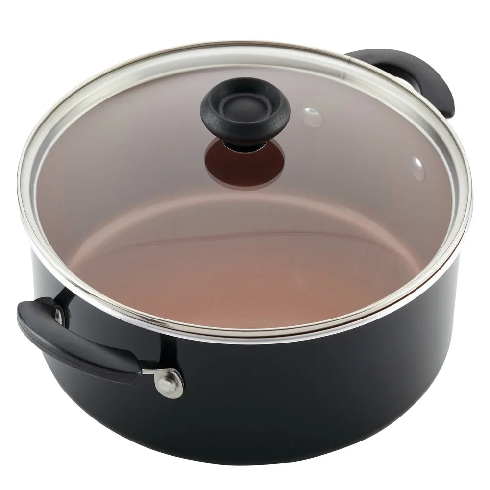 Durable Aluminum Pots Pans Easy Clean Dishwasher Safe Oven Safe Tempered Glass Lids