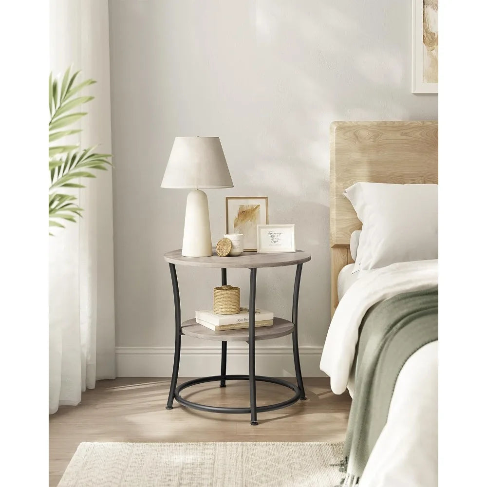 Table with 2 Shelves for Living Room, Bedroom, Nightstand Spaces, Outdoor Coffee Table