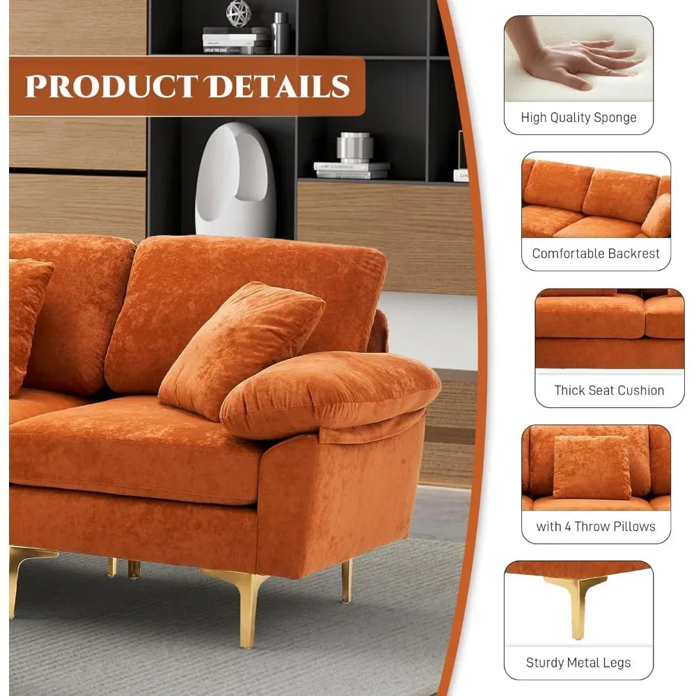 Sofasu-Shaped Sectional Sofa Couch, 4 Seat Sofa Set For Living Room,