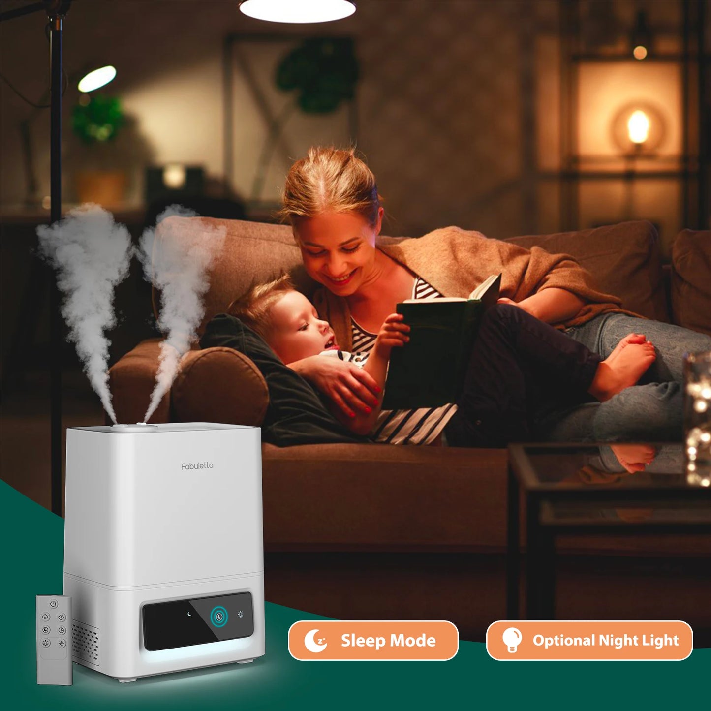FABULETTA Humidifiers for Bedroom, 6L Cool Mist Humidifiers Top Fill Essential Oil Diffuser for Baby