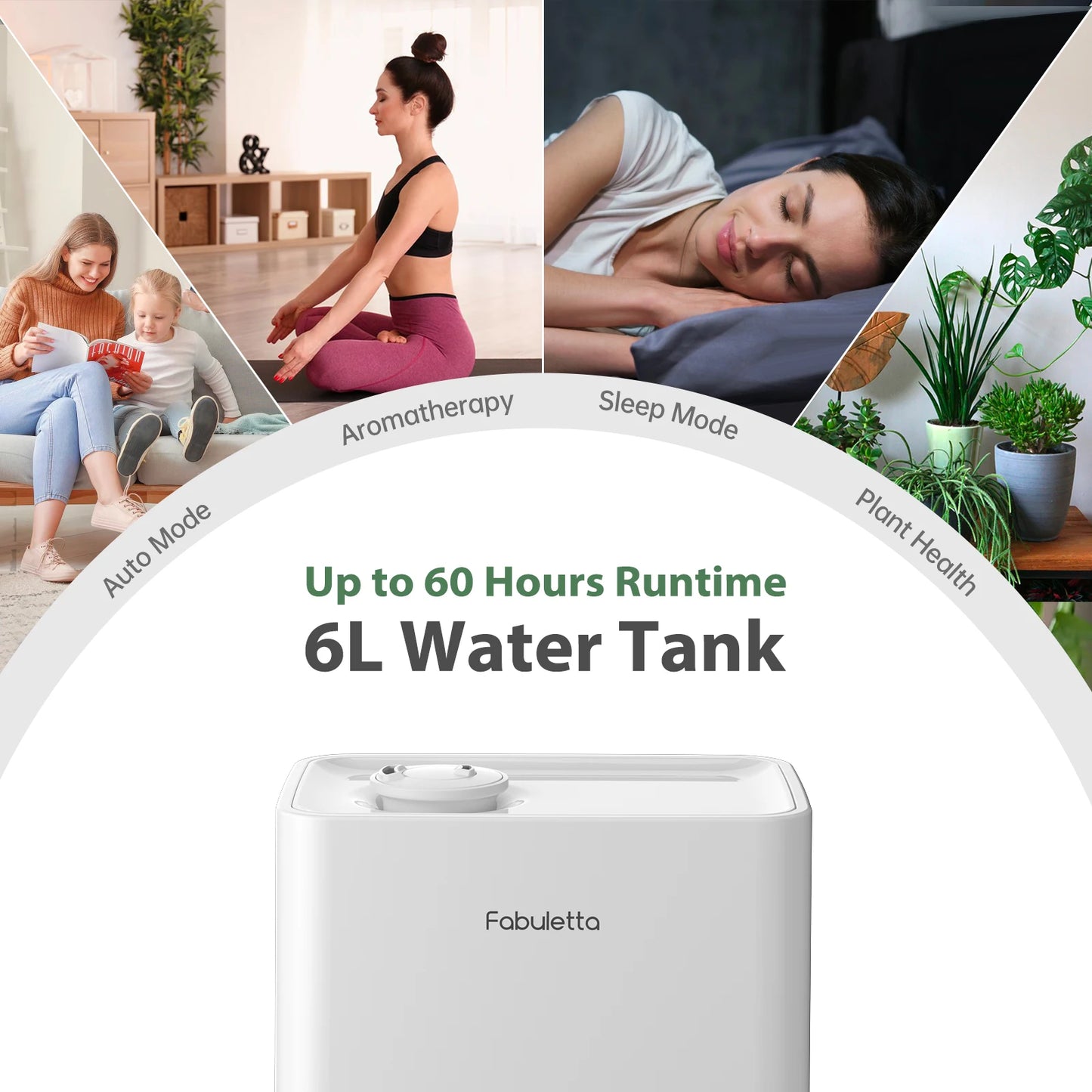 FABULETTA Humidifiers for Bedroom, 6L Cool Mist Humidifiers Top Fill Essential Oil Diffuser for Baby