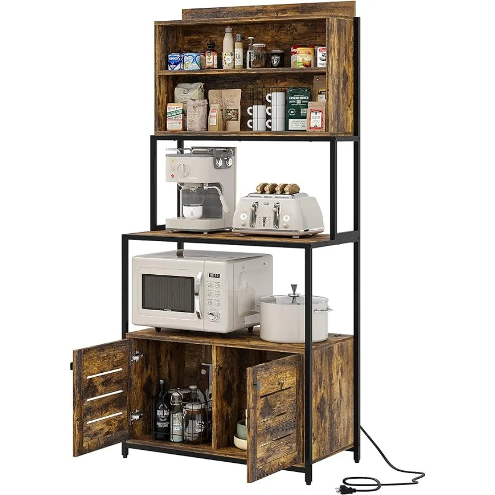 Bread rack, five layer shelf with power socket, microwave shelf, vertical kitchen storage