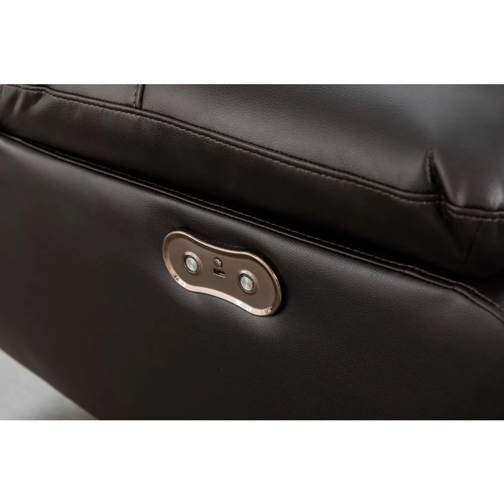 Recliner Sectional Sofa Set for Living Room with Speaker, LED and USB Port, Modern L Shape Brown Leather Living Room Sofa Set
