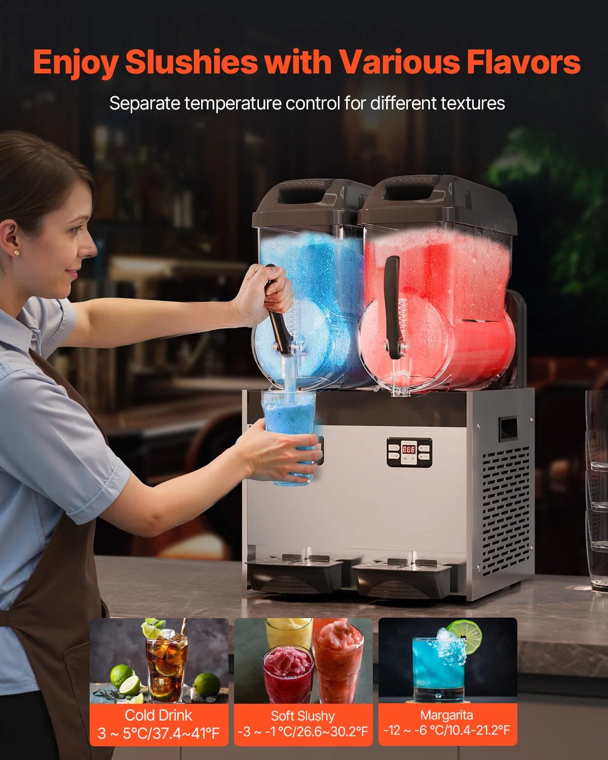 Machine 1-3 Tanks Stainless Steel Margarita Smoothie Frozen Drink Maker for Home Party Restaurants