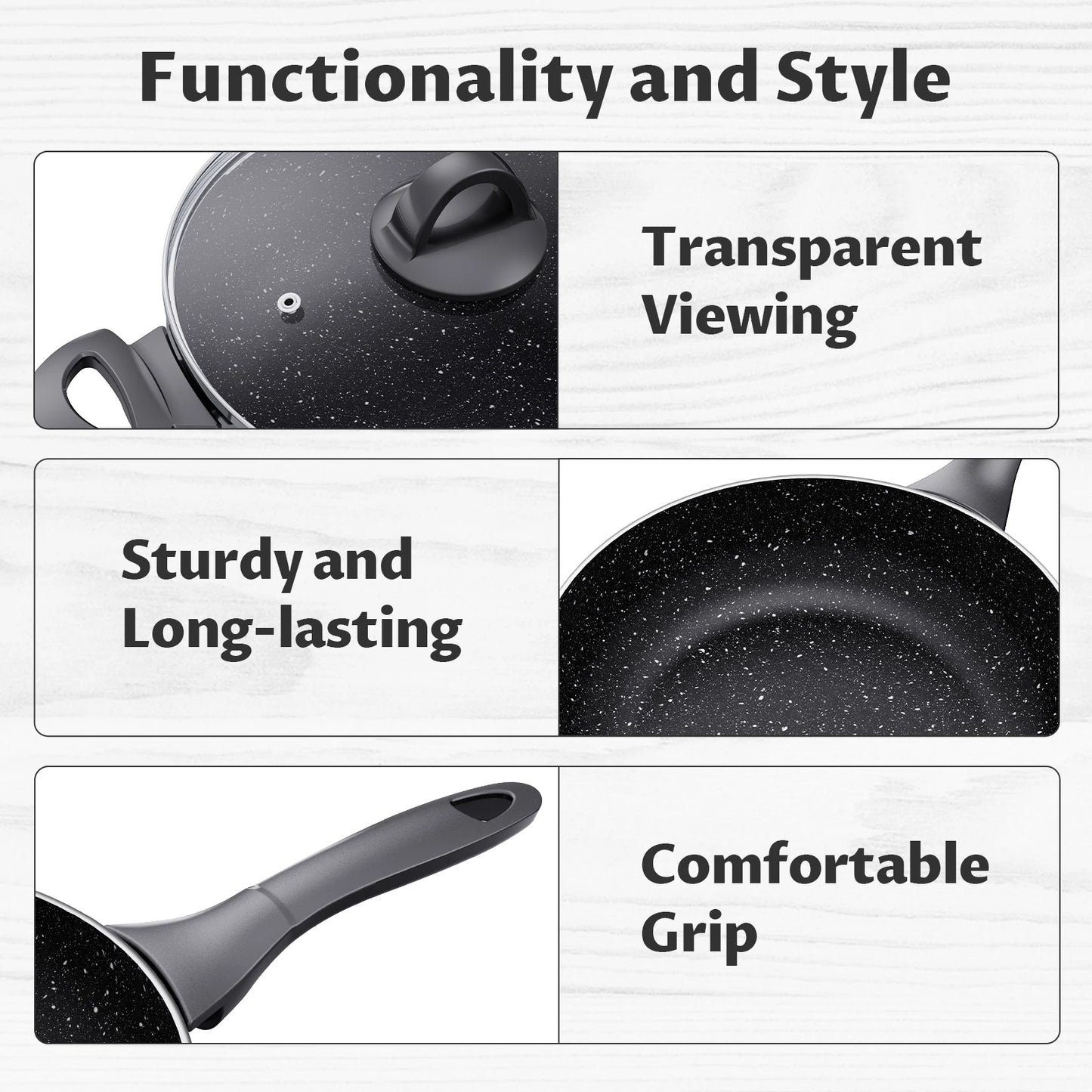 Induction Cookware Pots and Pans Set 10 Piece, BEZIA Dishwasher Safe Nonstick Cooking Pans