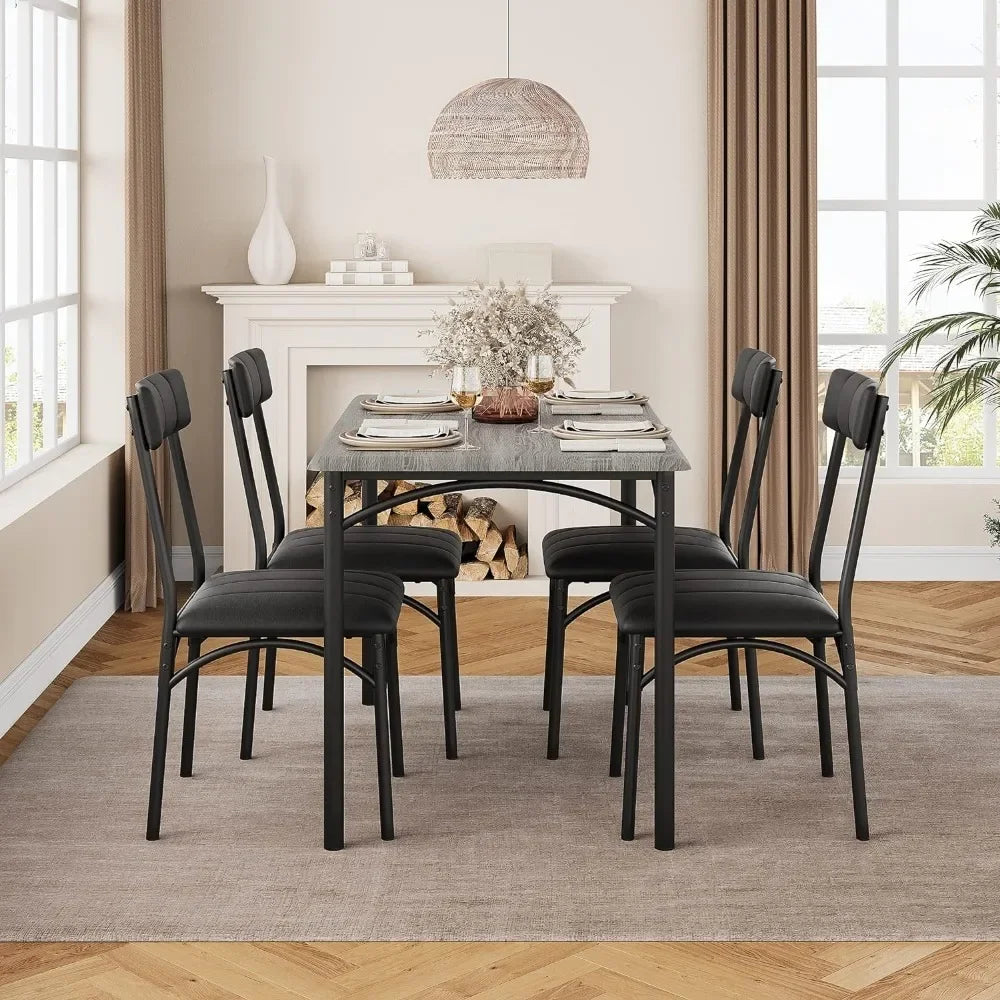 Dining Table Set for 4, Kitchen Table and Chairs, Rectangular Dining Room Table Set with 4 Chairs,5 Piece