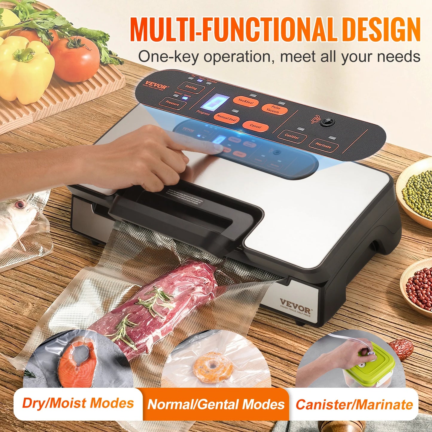 Vacuum Sealer Food Packaging Machine with Free 10pcs Vacuum bags for Household Kitchen Vacuum Food Sealing