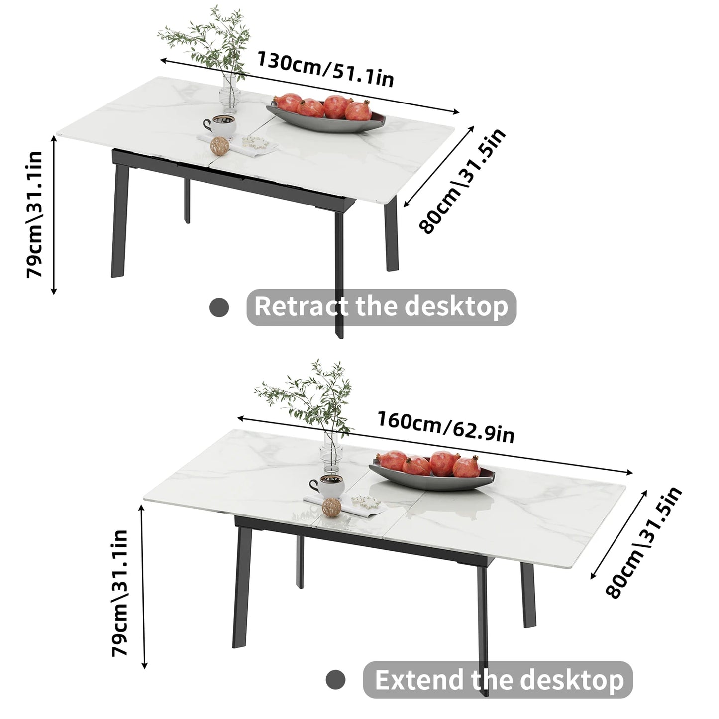 Kitchen Extendable Dining Table Stretchable