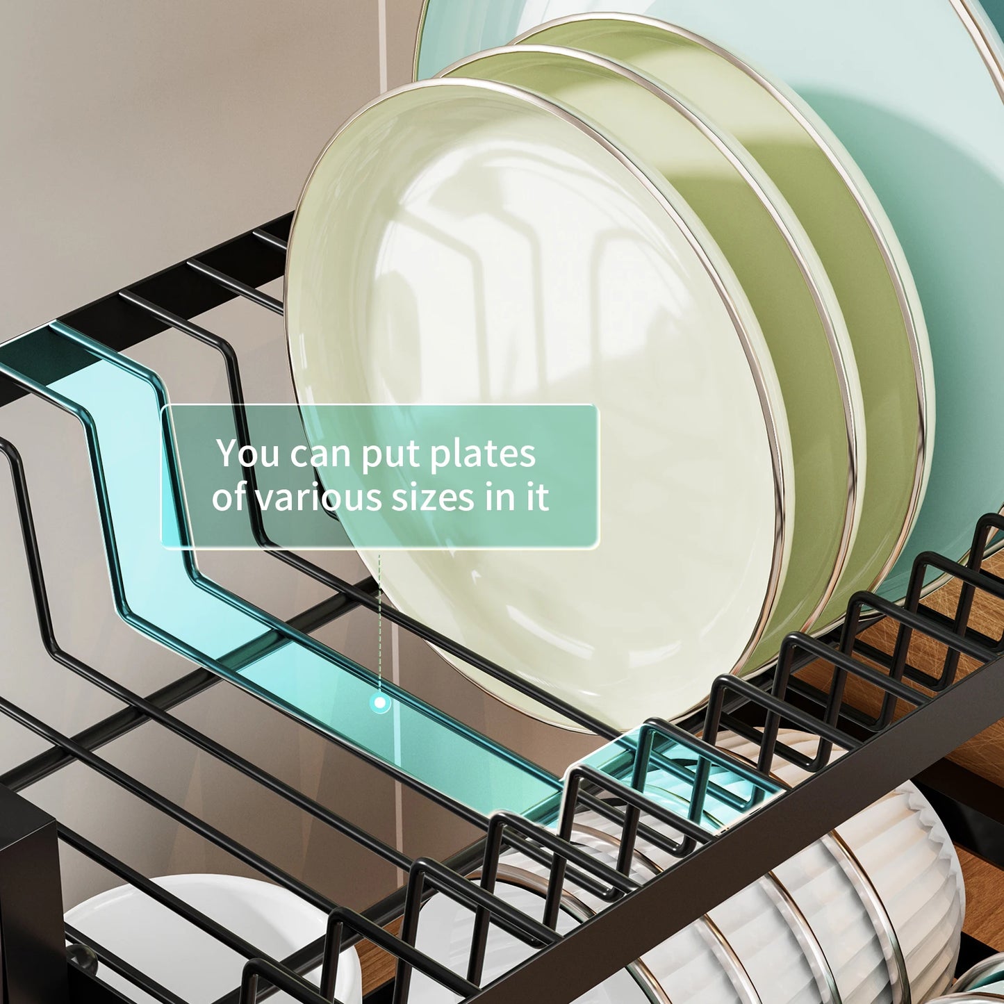 Dish Drying Rack, Space-Saving 2-Tier Dish Drying Rack