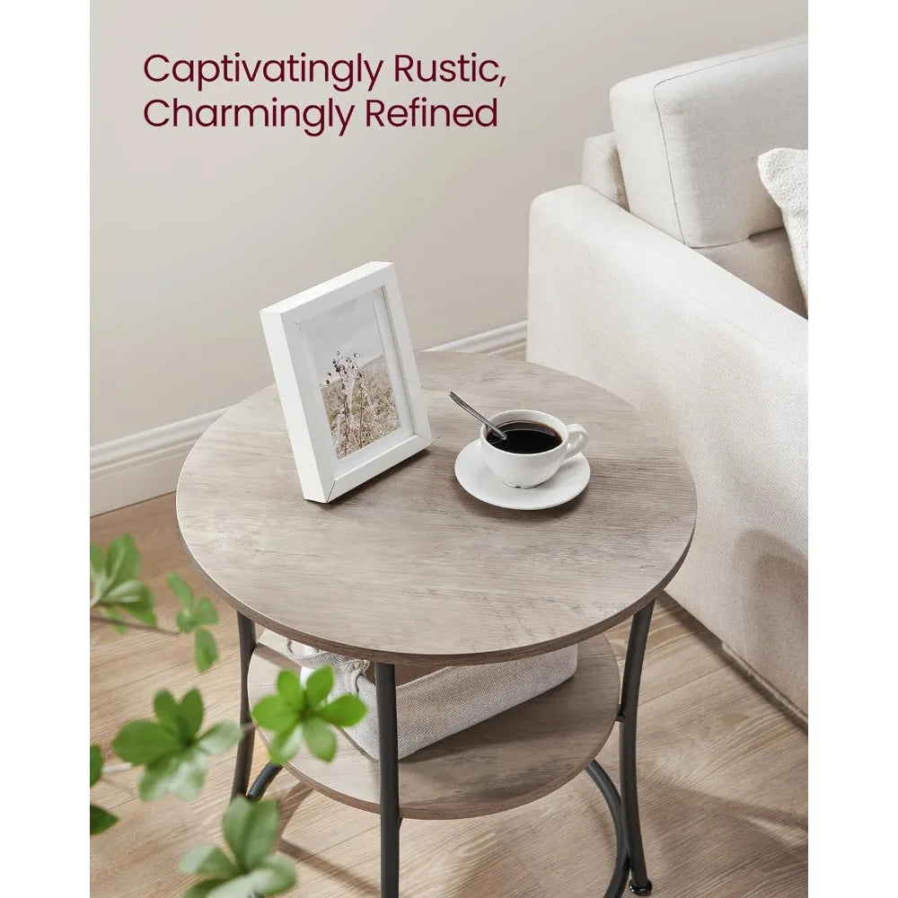 Table with 2 Shelves for Living Room, Bedroom, Nightstand Spaces, Outdoor Coffee Table