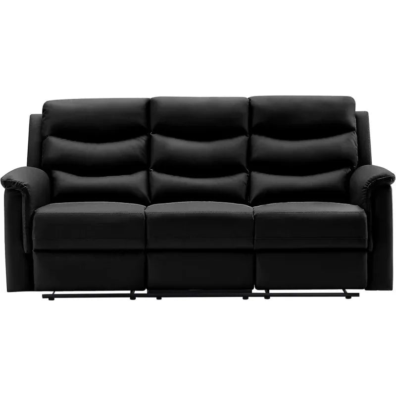 Sofa Set with 2 Recliners,3-Seater Leather Adjustable Loveseat Couch