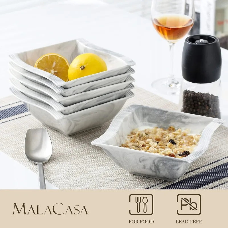 Porcelain Dinnerware Sets, Modern Square Dinner Set Plates and Bowls for Dessert, Salad and Pasta,