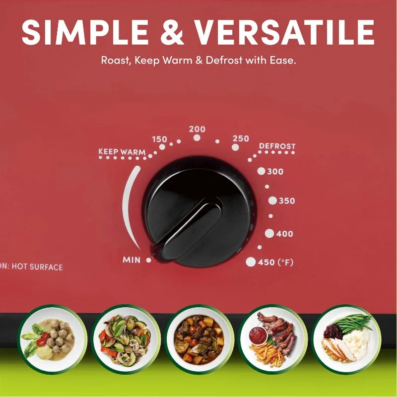 Aroma® 18Qt. Electric Roaster Oven with High Dome Lid, 8X Bonded Granite Enamel, New-Red (ART-718RH)