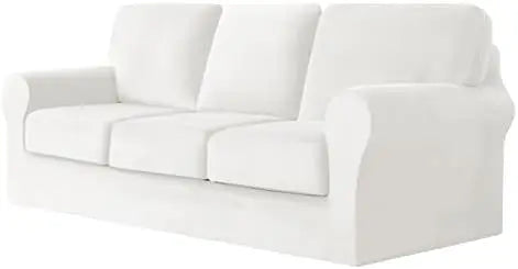7 Piece Stretch Velvet Ektorp Sofa Covers, for 1 Base Cover, 3 Cushion Couch Cover and 3 Backrest Cover, for Living Room