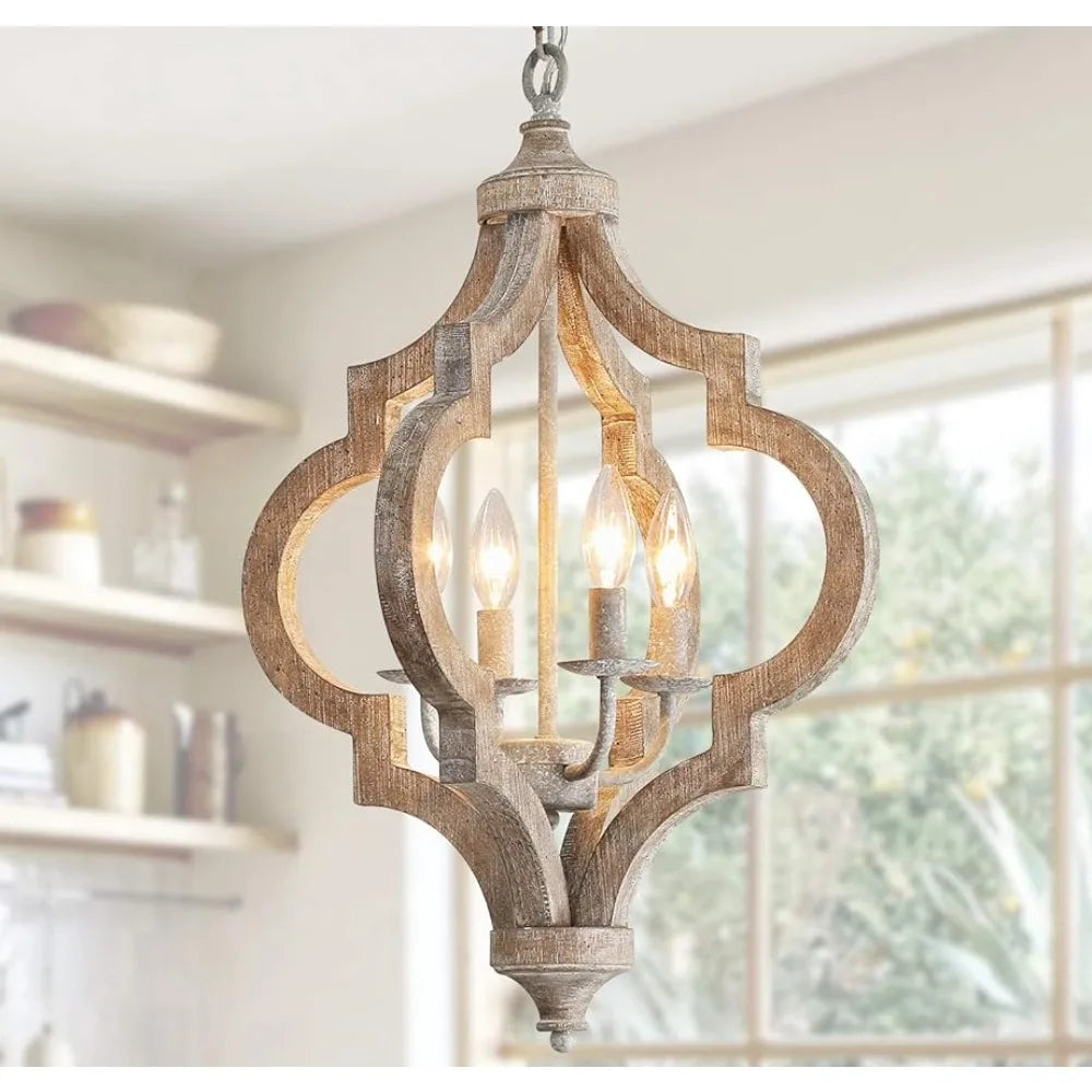 Garden Decorations 4-Light Wood Farmhouse Chandelier Decors Home