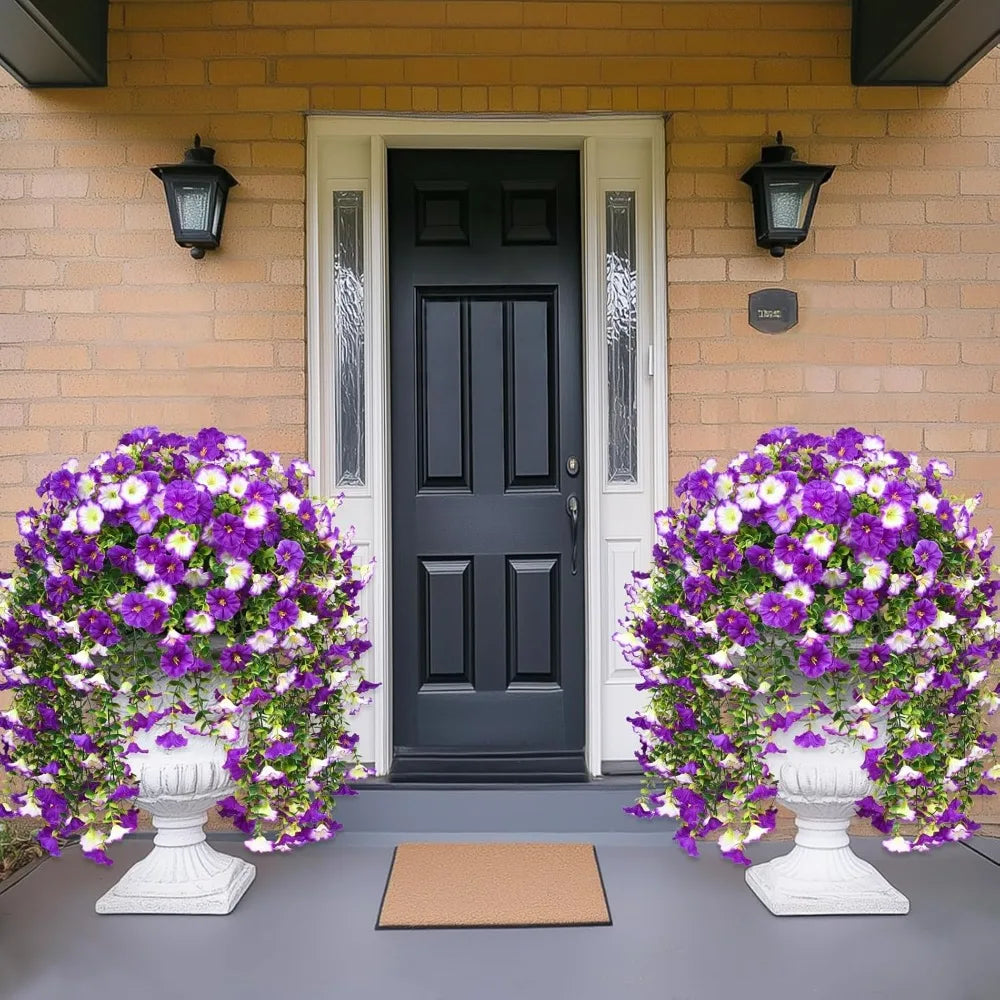 8 Packs Look Real Artificial Flowers for Outdoors, Fake Hanging for Outdoors Realistic