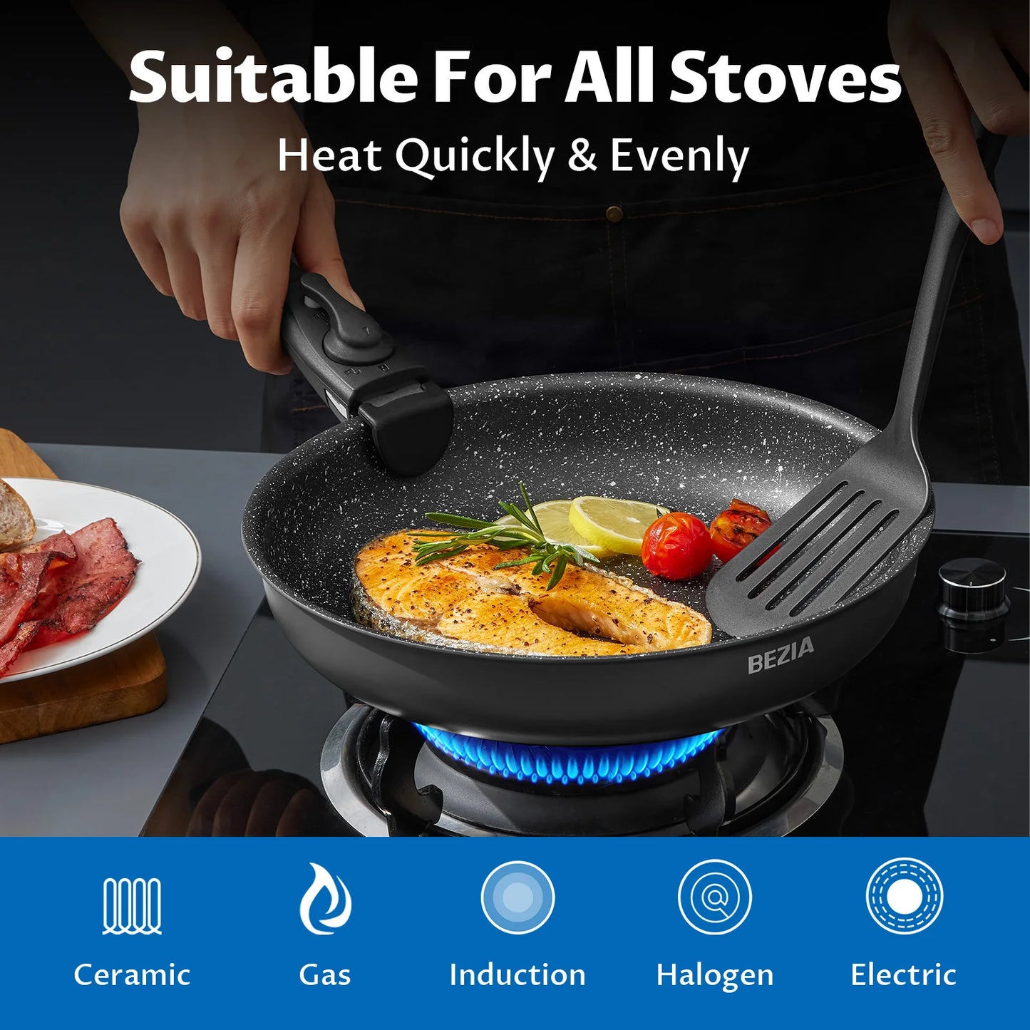 Nonstick Pots and Pans Set with Removable Handles, for All Hobs, Stackable Design for RV