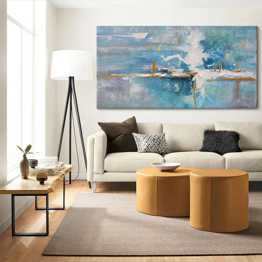 Turquoise Wall Decor, Office Bedroom Oversize Canvas Home Decoration, Wall
