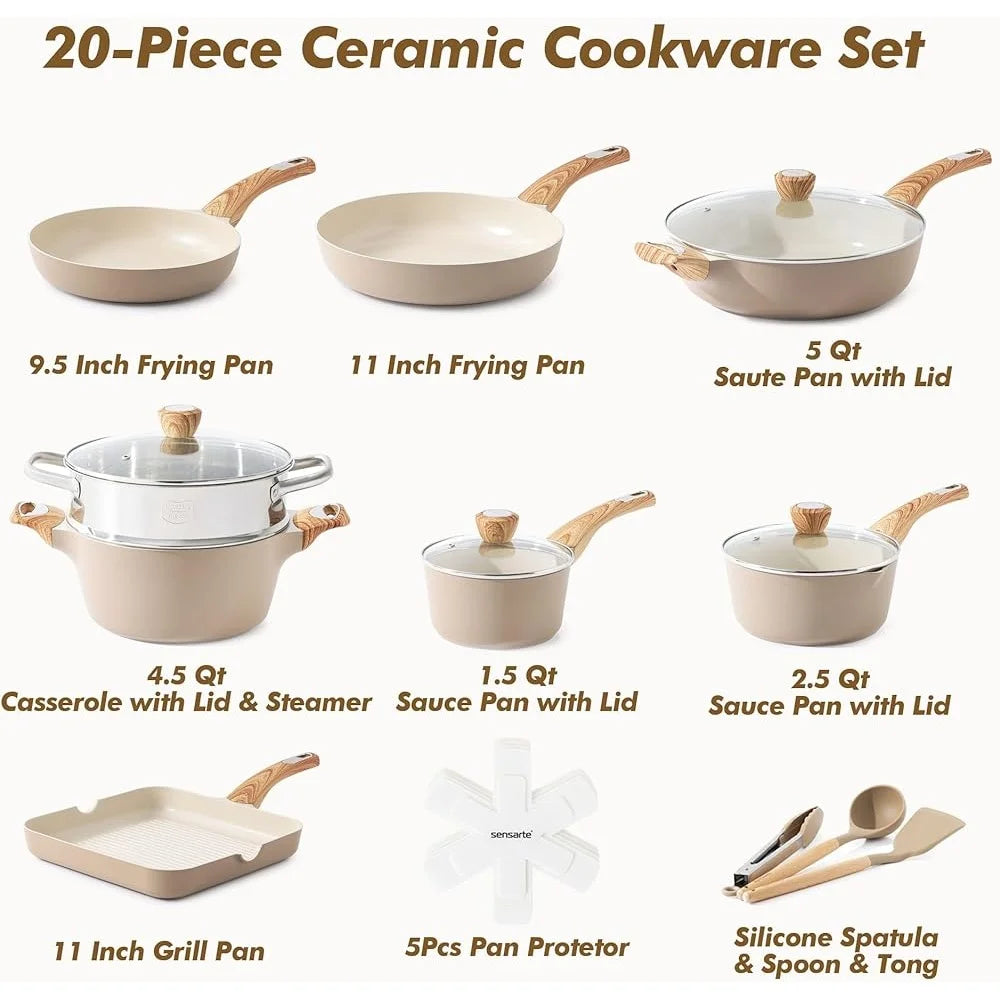 Nonstick Cookware Set Induction Pots Pans Healthy Kitchen Cookware
