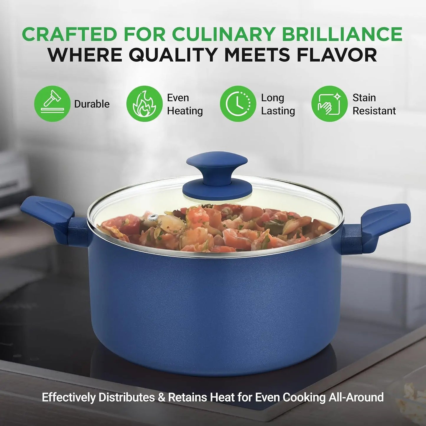 Grade Complete Home Kitchen Cookware Set, Ceramic Non-Stick Bakeware, Pots and Pans Kit,