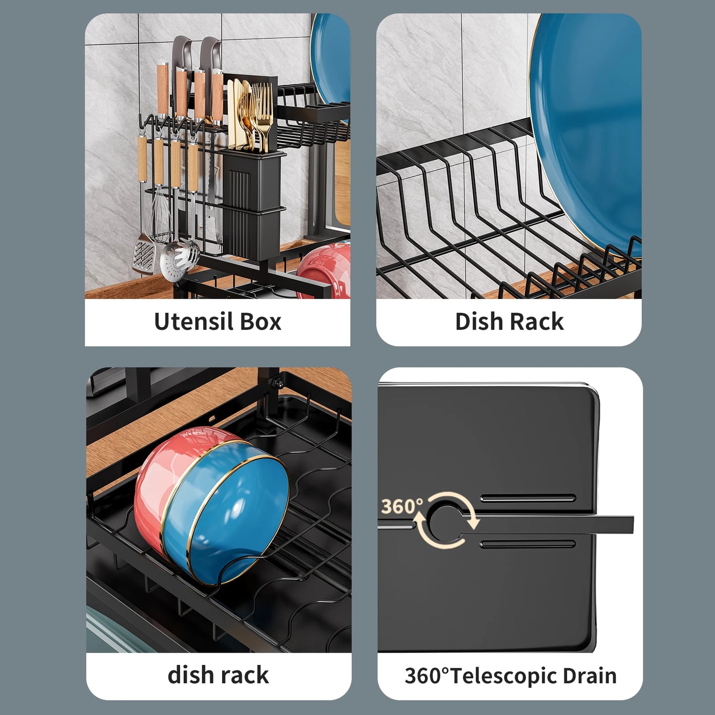 Dish Drying Rack Multifunctional Dish Rack for Kitchen Counter, Storage