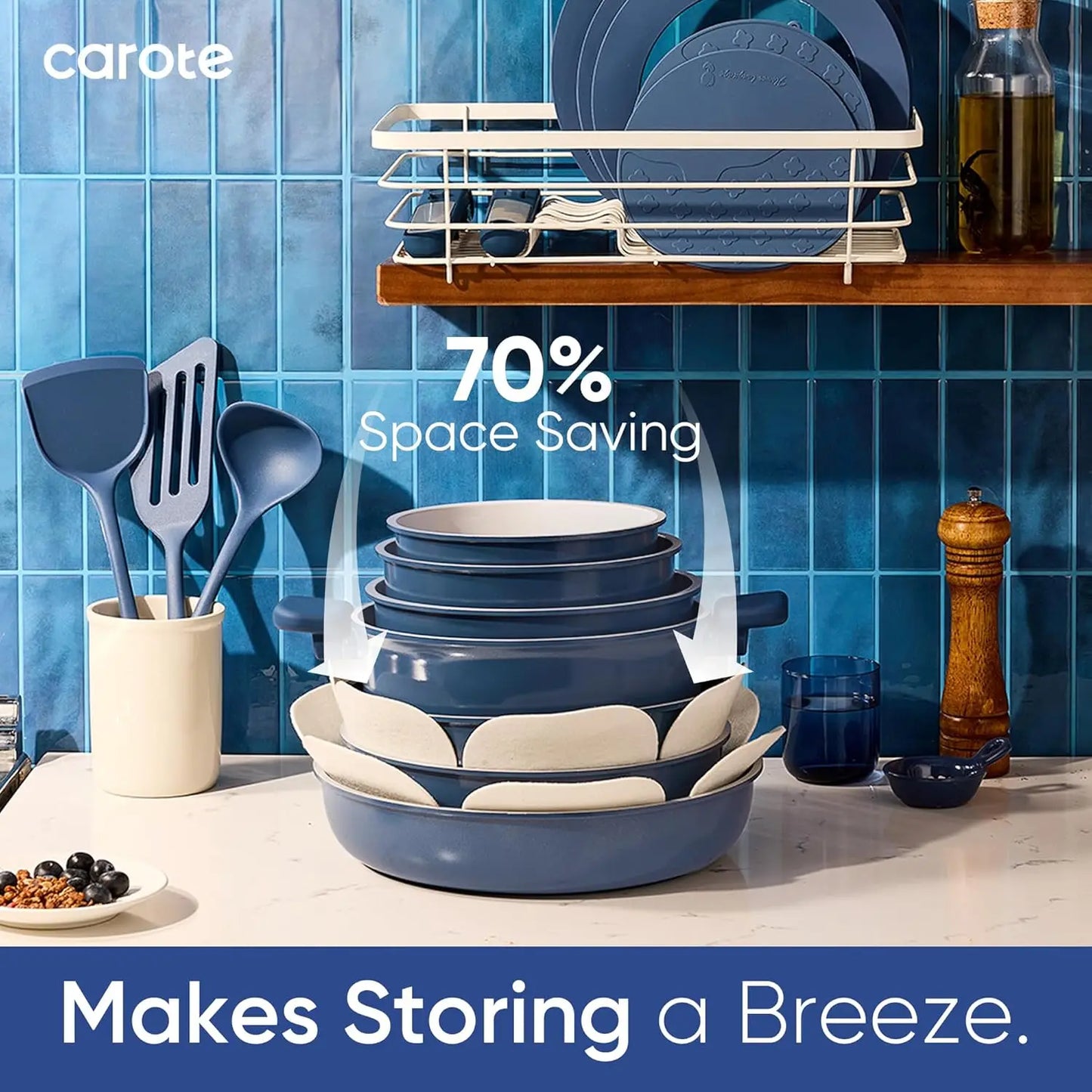 25pcs Ceramic Cookware Set Nonstick, Pots and Pans Set Non stick,