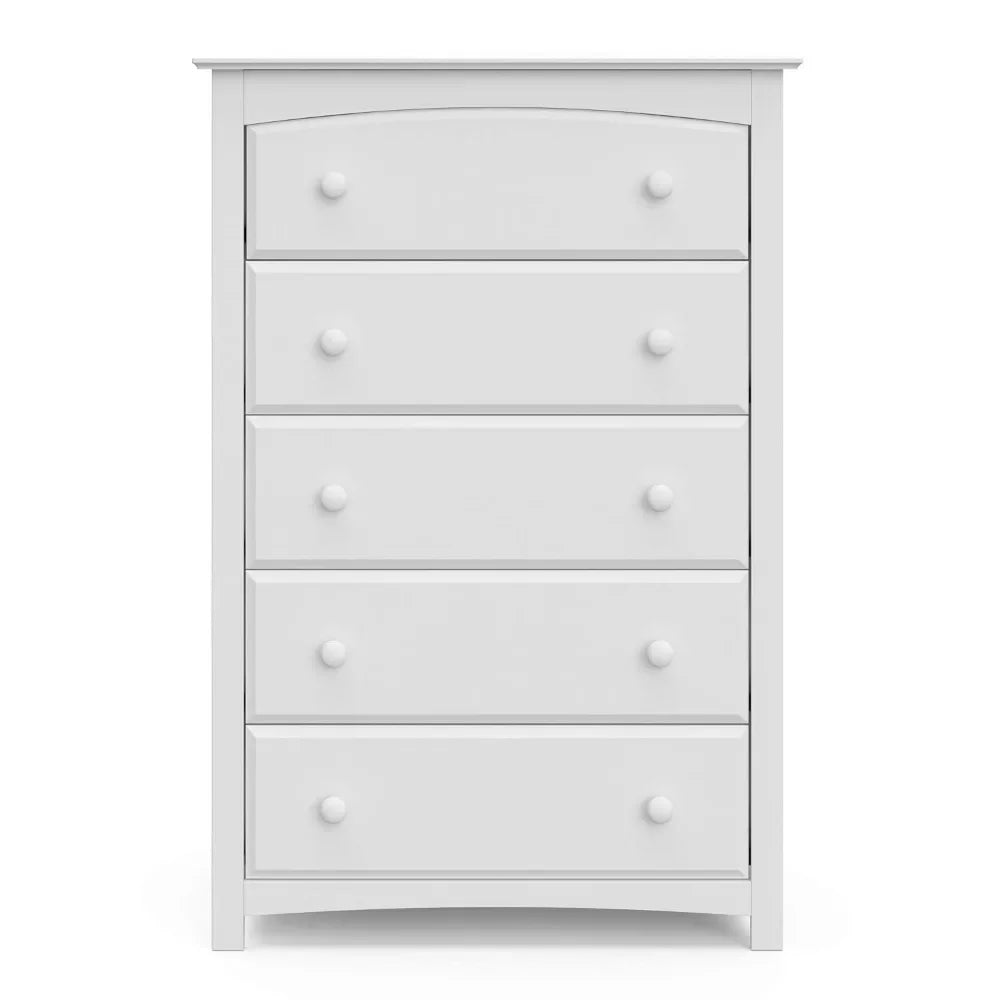 5 Drawer Dresser (White) for Bedroom,Nursery Dresser Organizer,Chest of Drawers with 5 Drawers,Universal Design for Bedroom