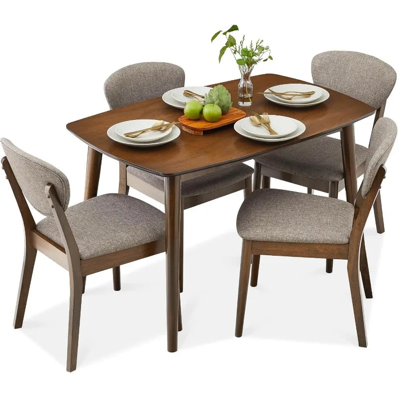 Best Choice Products 5-Piece Dining Set, Compact Mid-Century Modern Table & Chair Set for Home, Apartment w/ 4 Chairs