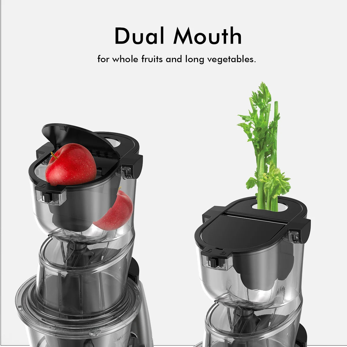 SiFENE Cold Press Juicer Machine, Large 3.3in Feed Chute, High Juice Yield, Quiet Operation, Easy to Clean, Gray