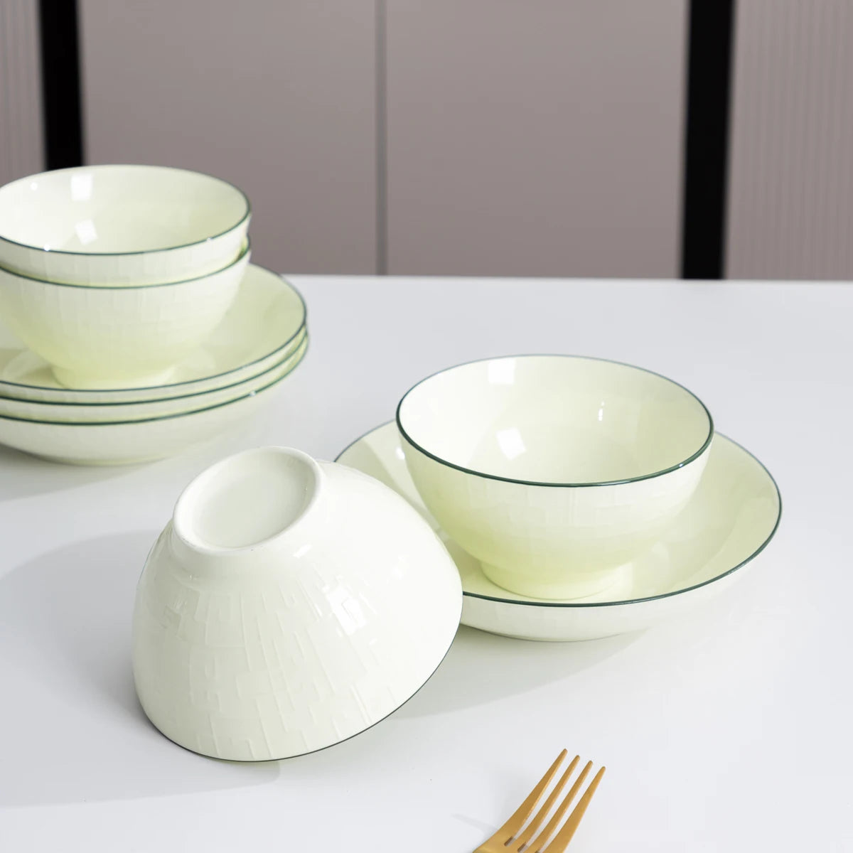Dinnerware Set Premium Ceramic Bowls and Plates Luxury Tableware Suit for Home Dinners