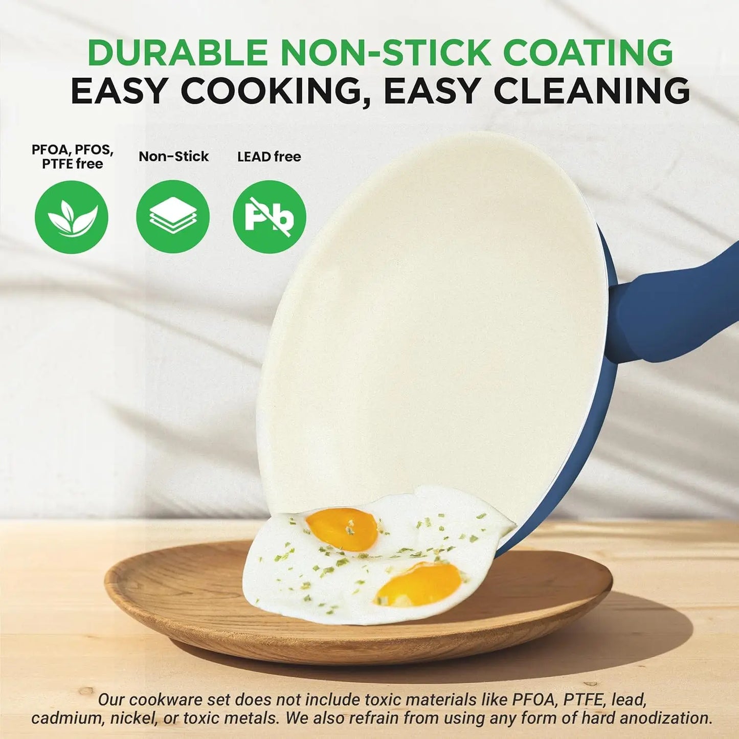 Grade Complete Home Kitchen Cookware Set, Ceramic Non-Stick Bakeware, Pots and Pans Kit,