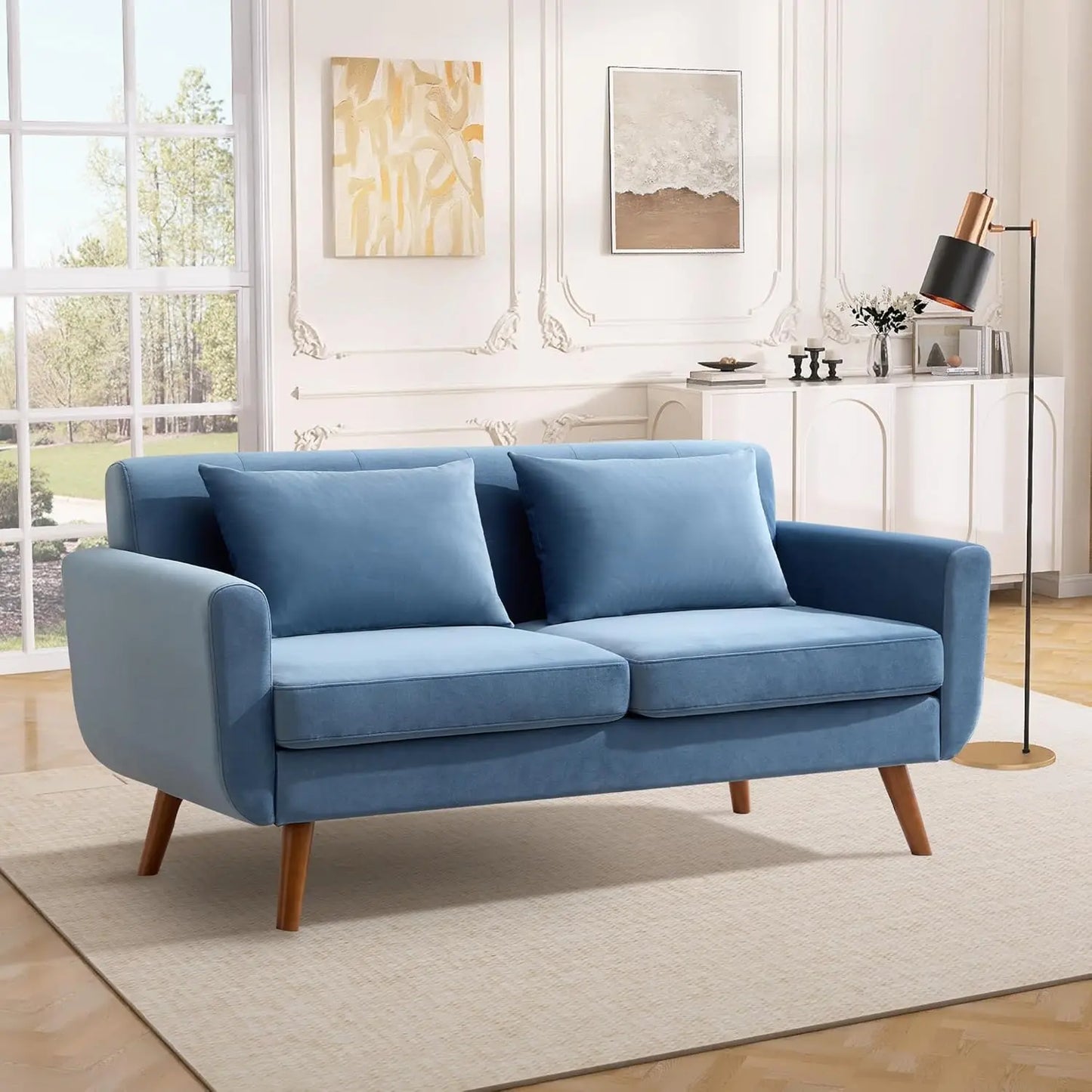 Loveseat Sofa, Mid Century Modern Decor Love Seat Couches for Living Room,