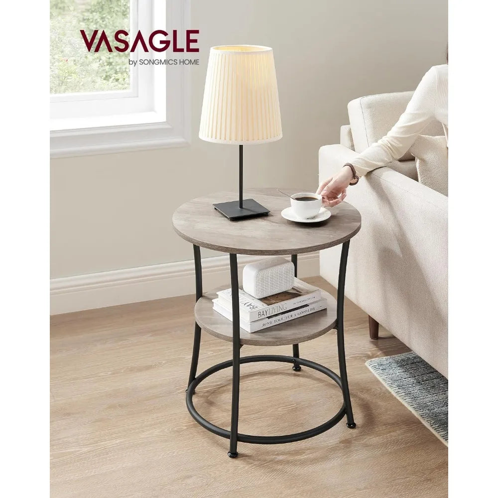 Table with 2 Shelves for Living Room, Bedroom, Nightstand Spaces, Outdoor Coffee Table