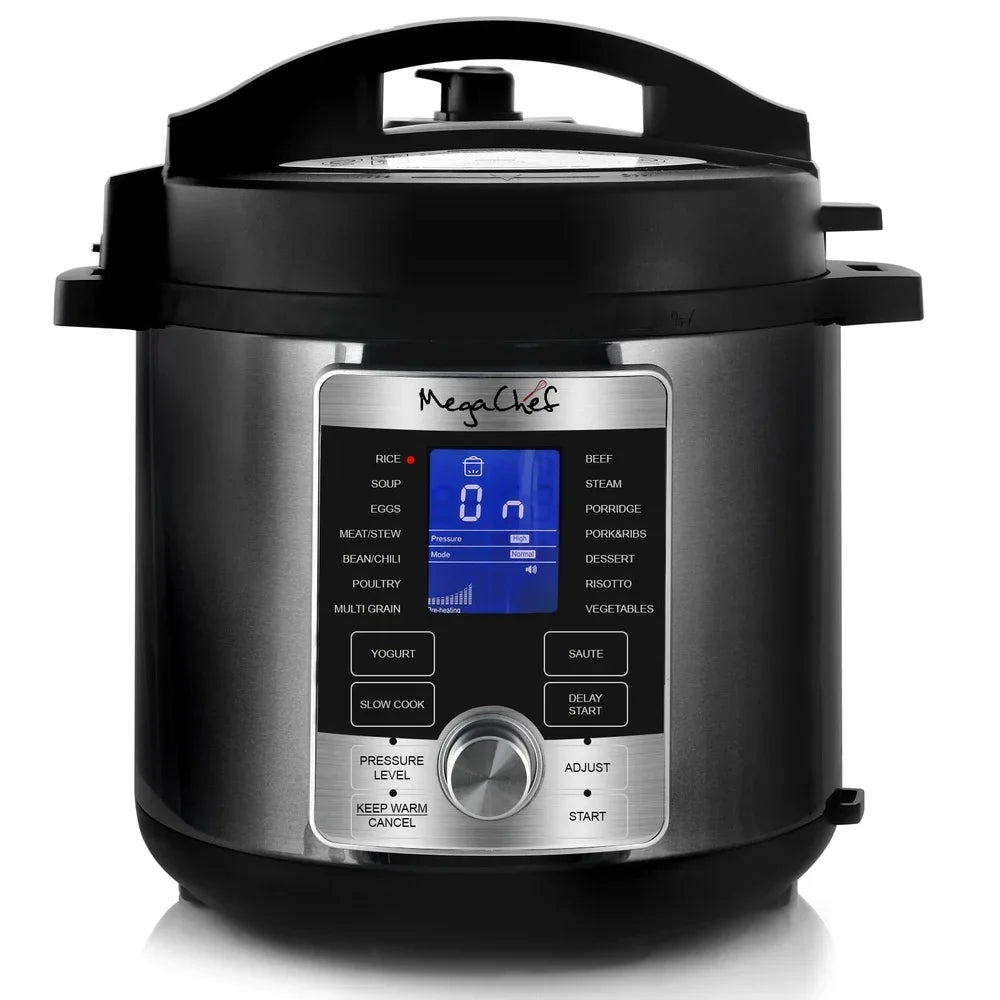 Digital Pressure Cooker 6Qt 14 Preset Functions One Touch Display Safe Easy Pressure Release Handle