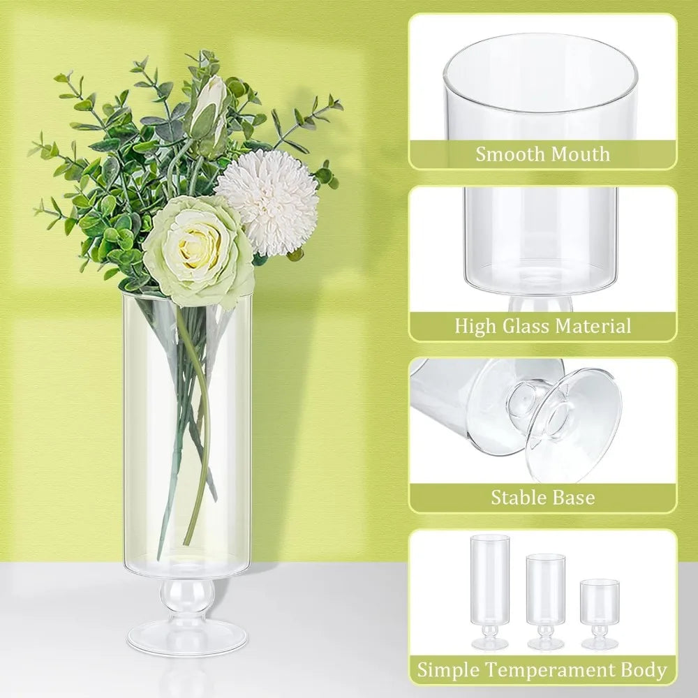 Flower Vase Glass Pillar Candle Holders Glass Floating Candle Holder Flower Vase Room Decor Home Garden