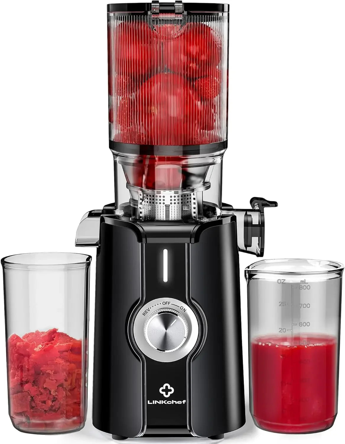 Clear Cold Press Juicer, Slow Juicer Machines with No-Prep 4.35"Feed Chute Fit Whole Fruits & Vegetables