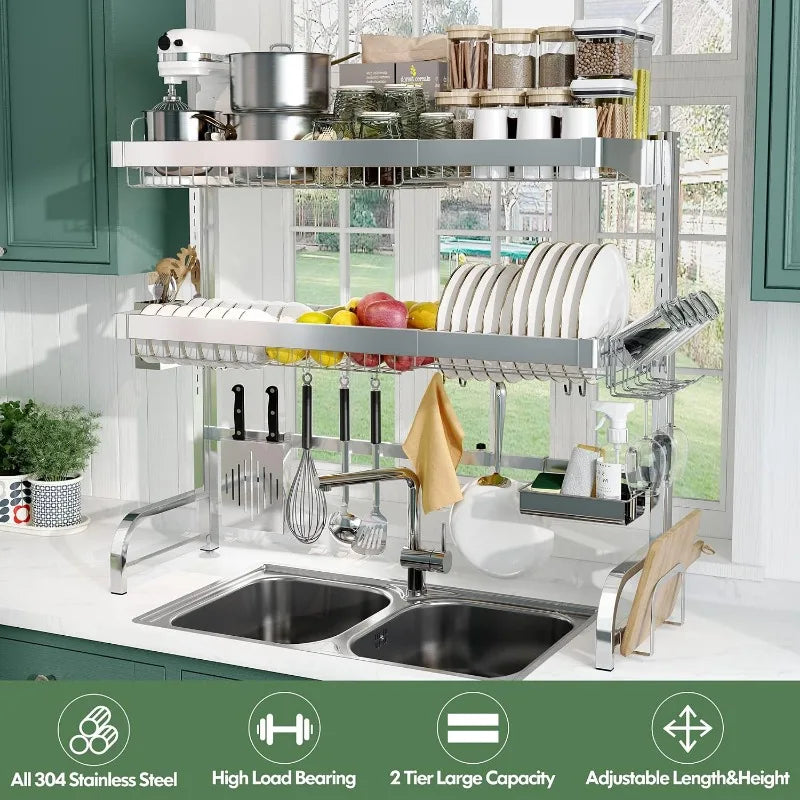 Over The Sink Dish Drying Rack, Kitchen Dish Drainer, Home Storage Organizer Shelf