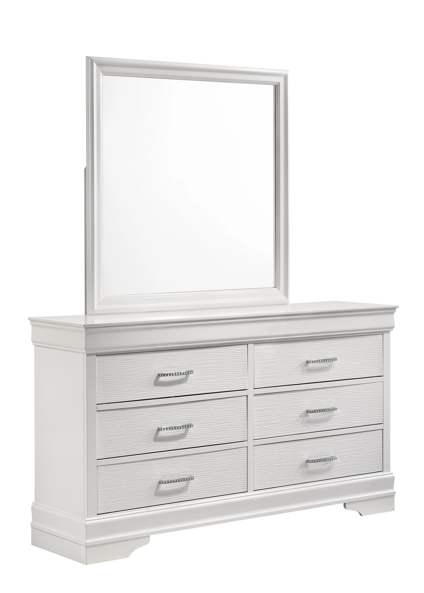 Queen 5-N Pc Tufted Upholstery LED Bedroom set made with Wood in White Bedroom Furniture Set