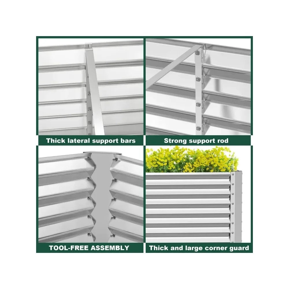 Outdoor Garden Raised Planter Galvanized Metal Raised
