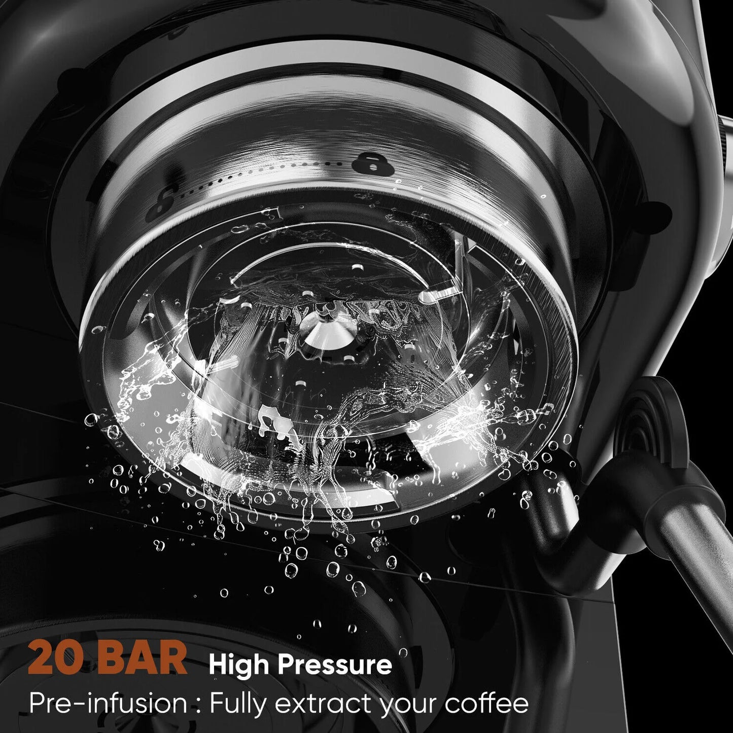 Espresso Machine, Professional Espresso Maker with Milk Frother Steam Wand, Compact Espresso Coffee Machine