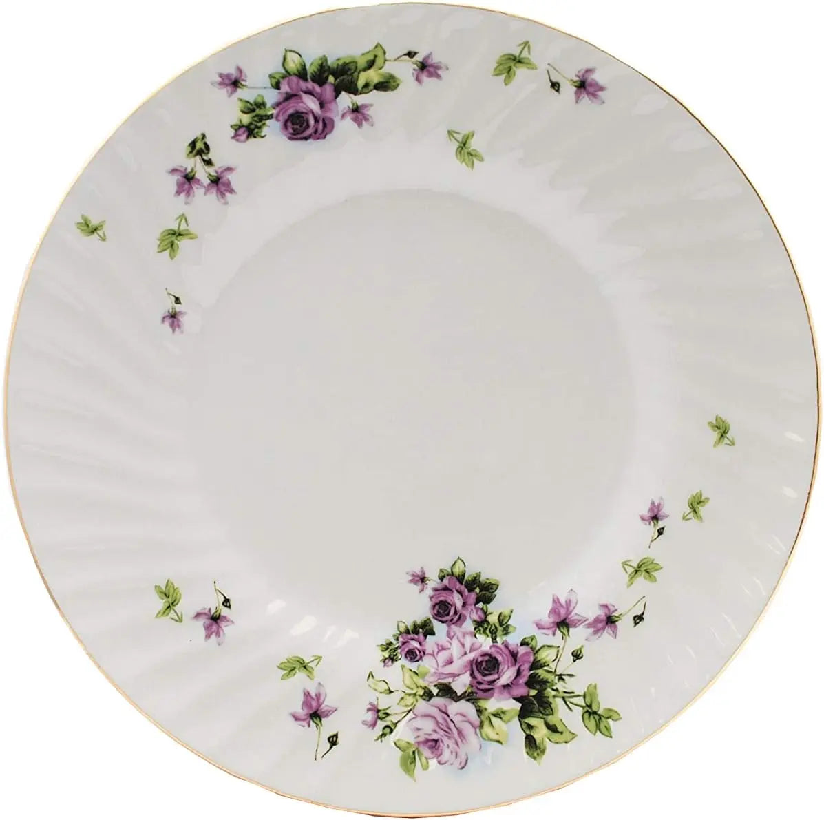 Tableware Set 45-Piece Dinner Set With Gold Trim Vintage Floral Each Piece Is Shaped With A Fanciful Swirl Shape