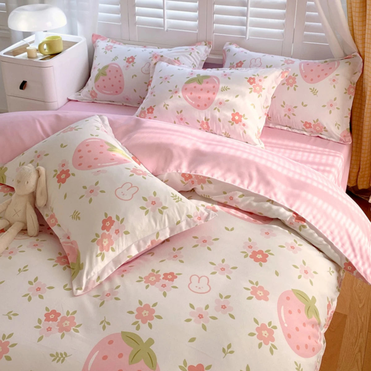 Strawberry Duvet Cover Set Strawberry Print Bedding for Home Bedroom Decor Microfiber