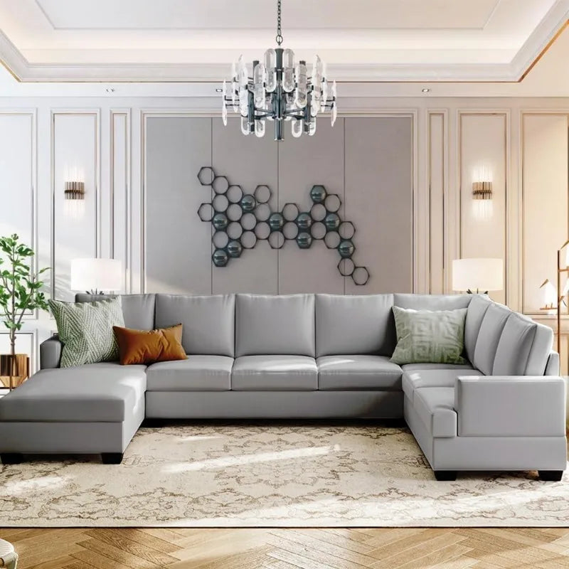Oversized Modular Sofa Set, Sectional Couches for Living Romeu Shaped Sofa with Chaise Lounge,